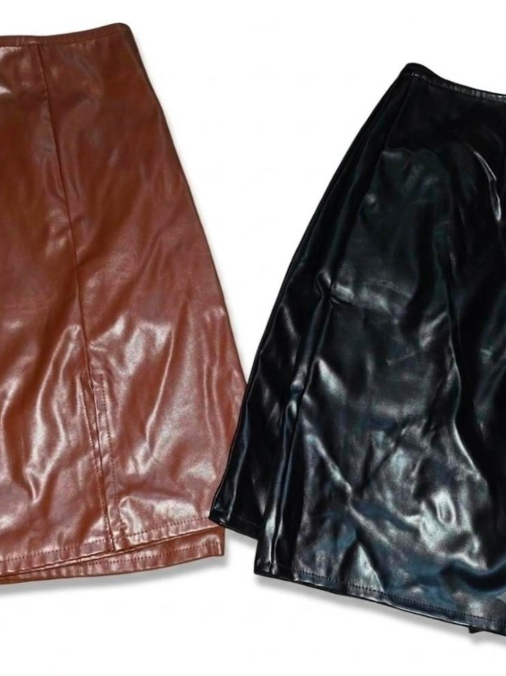 Amazon Faux Leather A-Line Skirt in Black and Brown